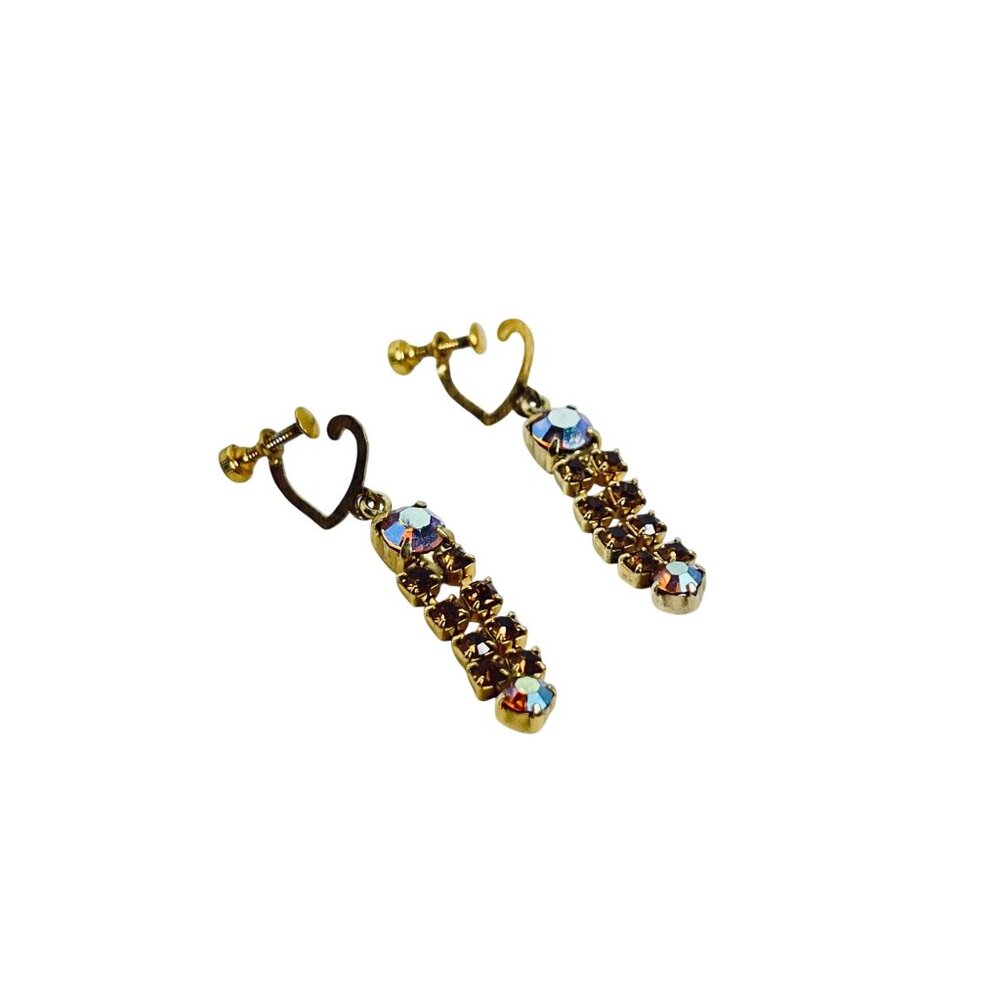 Gold Tone Choker Necklace With AB Rhinestones And Screw back Earrings Set (6186) - Picture 10 of 11
